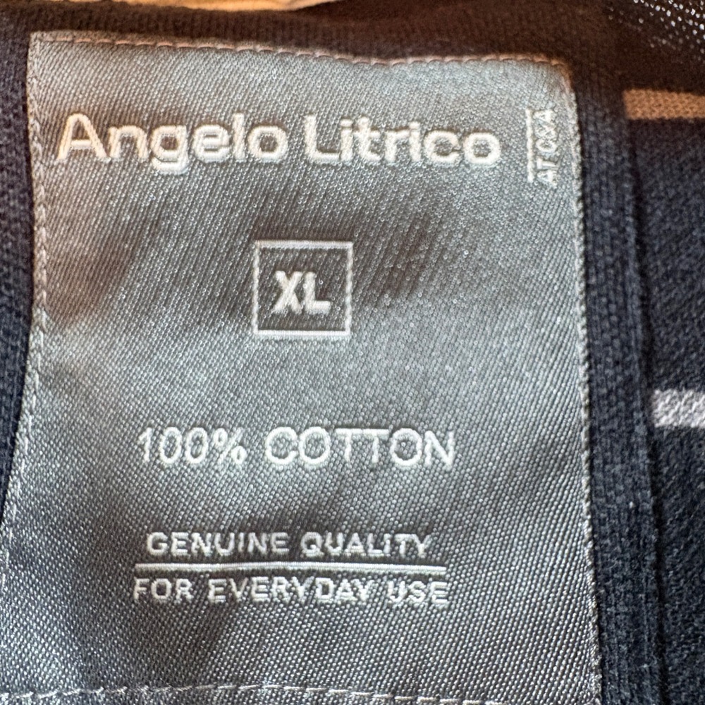 Angelo Litrico Polo Shirt Mens XL Navy Blue Striped Cotton Short Sleeve Casual - Picture 4 of 8